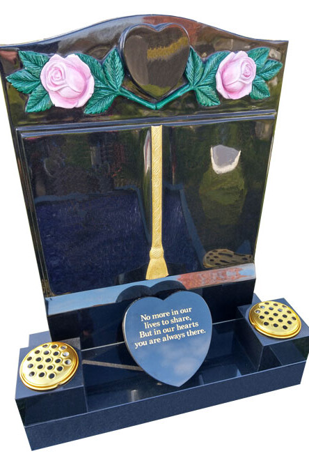 Book headstone with carved 